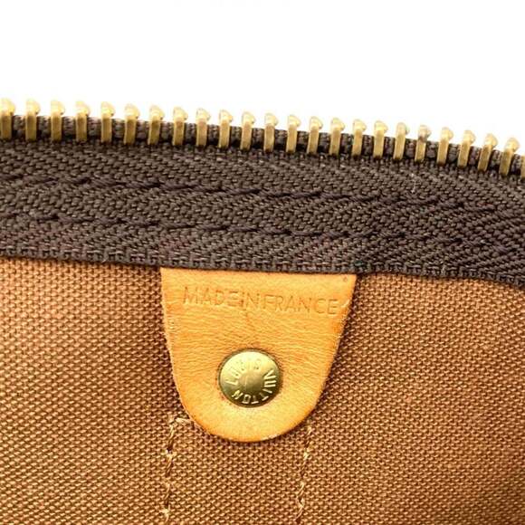 LOUIS VUITTON Authentic Brown Monogram Leather Keepall 55 Boston Bag